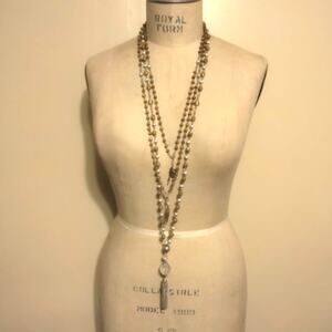 Iris Apfel & Bajalia 3 Silver & Wood Bead Layered Pendant Statement Necklaces
